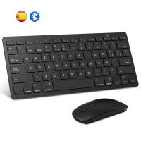 Spanish Bluetooth Keyboard Mouse Combo Bluetooth Mice Wireless Ultra Slim Mute for Mac iPad iPhone iOS Android Windows Keyboard Accessories