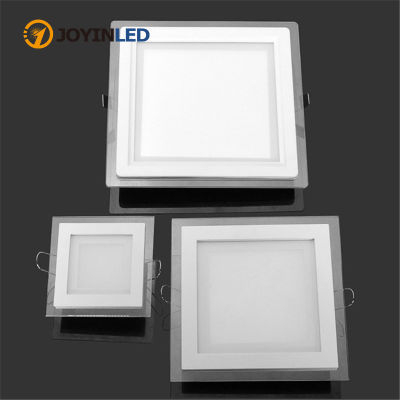 Square LED Panel Downlight 6W 9W 12W 18W 24W Glass Panel Light Ceiling Recessed Lamp LED Spot Light AC85-265 V With Adapter 3000K
