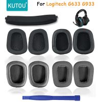 KUTOU อะไหล่เบาะที่ครอบหูชุดสายคาดศีรษะสำหรับ Logitech G633 G933 G635 G633S G933S หูฟังเกมฝาครอบแผ่นฟองน้ำหูฟัง