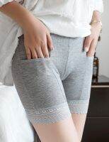 Sinstrong Safety Pants with Pockets Ladies Anti-glare Lace Summer Thin Cotton Large Size Women Boxer Shorts Threaded Leggings