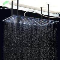 【LZ】卐✺  Matte black cabeça de chuveiro com luz led 40x80cm grande chuvas chrome chuvas torneira do banheiro aço inoxidável quadrado pulverizador