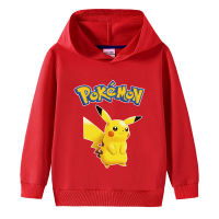 Pikachu เสื้อฮู้ดแฟชั่นสำหรับเด็กผู้หญิง,เสื้อมีฮู้ดแขนยาวผ้าคอตตอนเด็กหญิงเด็กชาย100% การ์ตูนในฤดูใบไม้ร่วงมีกระเป๋า