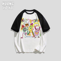 HUANGYOYO เสื้อลำลองกราฟฟิตีตลกๆของสตรีแขนสั้น