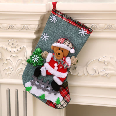 ต้นคริสต์มาสรูปหมีซานต้าถุงเท้าคริสต์มาสขนาดใหญ่สำหรับตกแต่งบ้านโรงเรียนร้านอาหารของแท้คุณภาพสูง