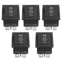 5 Pcs 6 Pin DPDT Black Button On/Off/On Rocker Switch AC 250V/15A 125V/20A