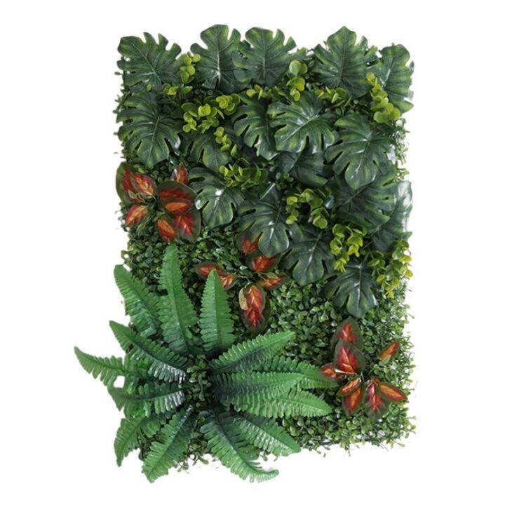 2x-artificial-grass-diy-miniature-lawn-garden-ornament-red-leaves