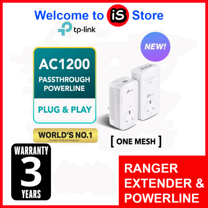 TP-Link Powerline WiFi Extender(TL-WPA8631P KIT)- AV1300 Powerline Ethernet  Adapter with AC1200 Dual Band WiFi, Gigabit Port, Passthrough, OneMesh