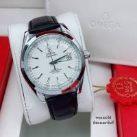 นาฬิกาข้อมือผู้ชายOmegaพร้อมกล่อง ระบบ Automatic สายหนัง สวยหรู คุ้มค่าราคาไม่แพง สินค้าถ่ายเองตรงปกแน่นอน