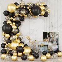 Black Gold บอลลูน Garland Arch ชุด Confetti Latex บอลลูน Graduation Happy 30th 40th Birthday Balloons Decor Baby Shower Favor-iewo9238