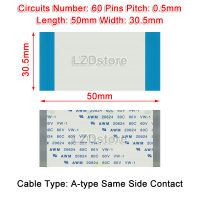 ริบบิ้น FPC 2ชิ้นสายแบนยืดหยุ่น60P พิทช์0.5มม. ความยาว50มม. A-Type อุปกรณ์ทำเครื่องประดับ Contact FFC ลวด60Pin หมุด60ซม. 5ซม. AWM 20624 80C 60V VW-1