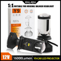 Kalada 2ชิ้น H4 Y9ไฟหน้ารถมอเตอร์ไซค์แบบ LED แสงสูง/ต่ำไฟฉายคาดศีรษะรถยนต์พร้อมพัดลมเลนส์โปรเจ็คเตอร์ขนาดเล็ก16000LM แต่งรถสีขาว12V 6000K