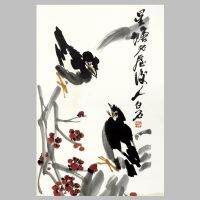 ศิลปะบนผืนผ้าใบสำหรับติดกำแพงหมึกและภาพวาดทิวทัศน์ด้วย Qi Baishi-ศิลปะบ้านสมัยใหม่ตกแต่งผนังแขวนได้ในห้องนั่งเล่นห้องนอนและสำนักงานขนาดและรูปภาพสามารถปรับแต่งขอบได้แบบไร้กรอบ/กรอบ/โลหะ