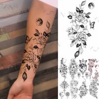 Sexy Butterfly Flower Moon Temporary Tattoos For Women Female Fake Mamba Snake Tattoo Sticker Mandala Party Tatoo Star Planets Stickers