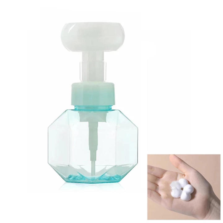 300ml-shower-foam-pump-bottle-empty-lotions-refillable-bottle-separate-bottling-foaming-pump-empty-bottle-flower-shape-foam-liquid-soap-dispenser