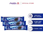 Combo 3 thanh bánh quy OREO vị kem lạnh việt quất, thanh 123.5g