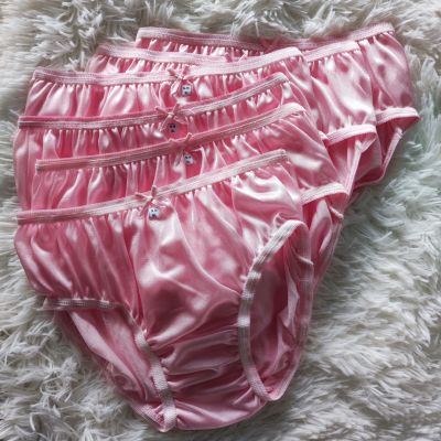 กางเกงในบิกินี่ ผ้าวาโก้ นุ่มลื่น  สีชมพู กางเกงในผู้หญิง กางเกงไนล่อนเกรดพรีเมี่ยม  แพ็ค 6 ตัว&nbsp;ไซส์ L  Bikini Woman Underwear Nylon Briefs สะโพก 32-38 นิ้ว&nbsp;