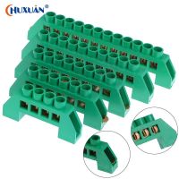 4/6/8/10/12 Positions Green Terminal Block Connector Strip Brass Ground Neutral Bar Electrical Distribution Wire Screw Terminal