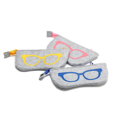 Glasses Accessories Rectangular Colorful Felt Bag Large Cloth Case Soft Portable Zipper Glasses Pouch