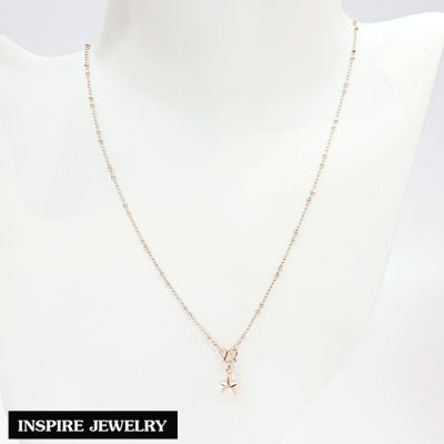 Inspire Jewelry ,ชุดเซ็ท สร้อยคอ pink gold 18 นิ้ว และจี้ดาว pink gold พร้อมกล่องทอง