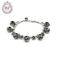 DSP สร้อยข้อมือเงินชาร์มดอกไม้ เงินแท้ 925 : DSP 925 Sterling Silver Beads Bracelet [CFS0001]