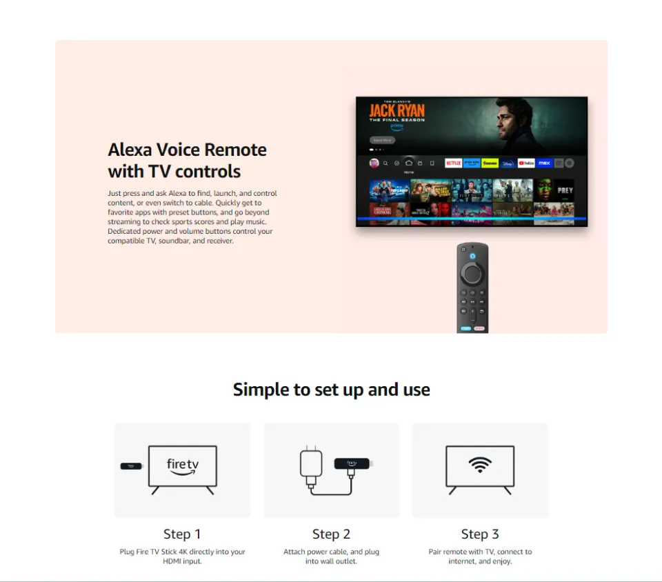 All-new  Fire TV Stick 4K streaming device, includes support for  Wi-Fi 6, Dolby Vision/Atmos, free & live TV