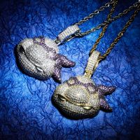 [COD] European and cartoon character Teenage Turtles avatar pendant full of zircon real gold plating trendy personality hiphop necklace