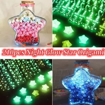 210pcs/lot Fashion Glow in Dark Lucky Star Origami Fluorescence Folding  Strip Paper Best Wishes Handcraft