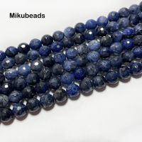 Wholesale Natural 8mm Sodalite Stone Faceted Round Loose Beads For Making Jewelry DIY Necklace Bracelet Free Shipping Cables Converters