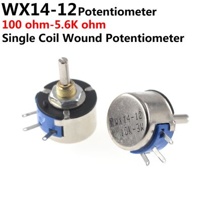 【CW】 5Pcs WX14-12 Coil Wound Potentiometer Locking 470 Ohm 1K 2K2 4K7 10K Lap Wirewound Potentiometers