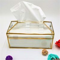 Glass Gold Large Tissue Box Paper Towel Box Drawing Paper Box European Creative Napkin Paper Living Room Tea Table Decor FH026
