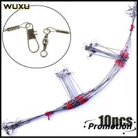 WUXU 10 Pcs คาร์บอนสูง ลูกกลิ้งหมุน สายสแตนเลส สายตกปลา ลวดสลิง สแนปช็อตความปลอดภัย ติดตามผู้นำด้วย Snap