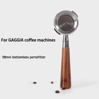 GAGGIA Bottomless Filter Holder 58mm Solid Wood Handle Portafilter Universal for Gaggia Classic Coffee Machine Barista Tools
