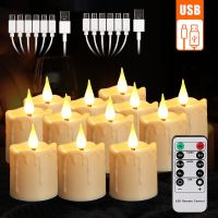 Led Candles With Batteries USB Rechargeable Candles Remote Control Christmas Candle Flickering Waterproof Electronic Tealight