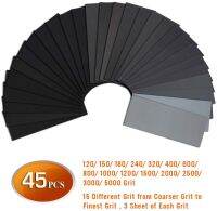 【CW】▩  9  x 3.6  45PCS 120 to 5000 Assorted Grit Sanding Paper for Automotive Polishing Wet Dry