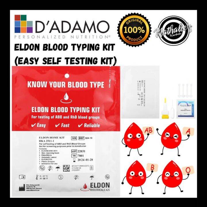 ONHAND Eldon Home Blood Type Test Kit with Lancet Cleansing Swab