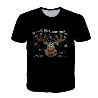 baju tshirt Christmas murah 2021 T-shirt Atmosfer Krismas Dicetak 3D Lelaki Musim Panas Sukan Selesa Baru Longgar Lengan Pendek 100-6XL