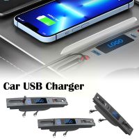 Car USB Charger Quick Charger USB Shunt Hub Retractable Cable For 2021 2022 2023 Model 3/Y Auto Electronic W4X0