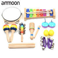 [okoogee]13 PCS Wooden Percussion Instruments With Colorful Carry Bag