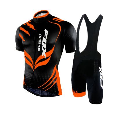 maillot cyclisme 2022 orange cycling jersey set men fox cycling team pro bicycle racing cyclist clothes mtb bike outfit clothing