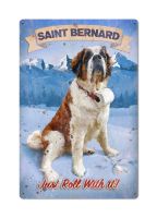 Saint Bernard Funny Dog Aanimal Poster Vintage Bathroom Metal Sign Tin Sign Wall Art Decor for Toilet Bathroom Restroom 8x12Inch