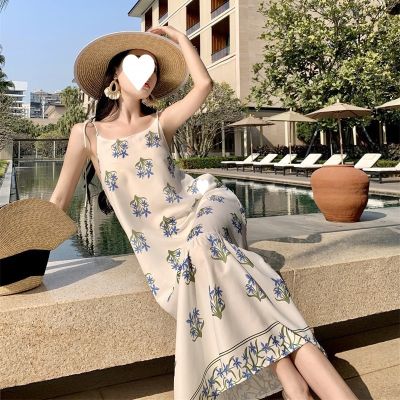 French restore ancient ways small broken flower cotton strap dress new female summer can be salt can be sweet sweet leisure dress