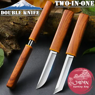 JAPAN Short Double Knife ดาบซามูไร 19CM ความแข็งสูง 61HRC สแตนเลส D2 EDC （Every Day Carry） Japanese Tactical Knife Hunting Knife
