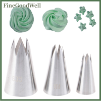 FineGoodWell 3pcs Premium ท่อสแตนเลสหัวฉีดขนมรัสเซียเคล็ดลับการตกแต่งเครื่องมือ