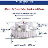 XL 40T พูลลีย์ไทม์มิ่ง8/10/12/15/18/19มม. เจาะด้านใน40ฟัน11มม. ความกว้าง5.08มม. รอกสำหรับมอเตอร์สเต็ปเปอร์อลูมิเนียม