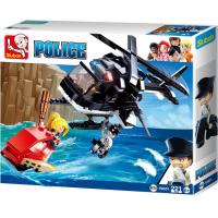 ProudNada Toys ของเล่นเด็กชุดตัวต่อเลโก้เฮริคอปเตอร์ตำรวจ เจสกี Sluban POLICE 221 PCS B0651