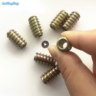 10-50pcs M4 M5 M6 M8 M10 Furniture Pass-Through Drive Unhead Threaded Nut Color Zinc Plated Carbon Steel Wood Insert Nuts Nails  Screws Fasteners
