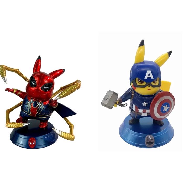 1 Chiếc Mô Hình Nhân Vật Hành Động Pokemon Pikachu Cos Iron Spiderman Và  Captain America