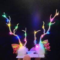 [HOT] ใหม่คริสต์มาสไฟ LED เขากวาง Band น่ารัก Fairy เรืองแสง Elk Hairpin กิ๊ฟติดผมผู้หญิงหญิงสาวคริสต์มาสเครื่องประดับผม