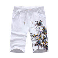 2021 New Fashion Summer Shorts Men Casual Coconut Island Printed Shorts For Men Chinese Style Elastic Waist Slim Fit Short M-5XL