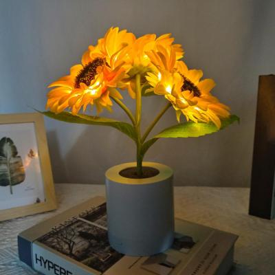 Decorative Ambient Light Power Switch Long Lasting 600mAhTable Decoration Simulated Sunflower Shape LED Light Bedroom Supply Night Lights